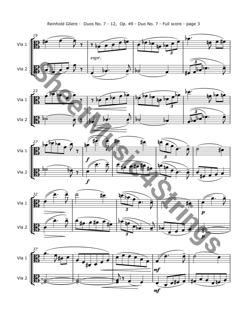 Gliere R. - Duos 7-12 Op. 49 Arranged for Two Violas Duos