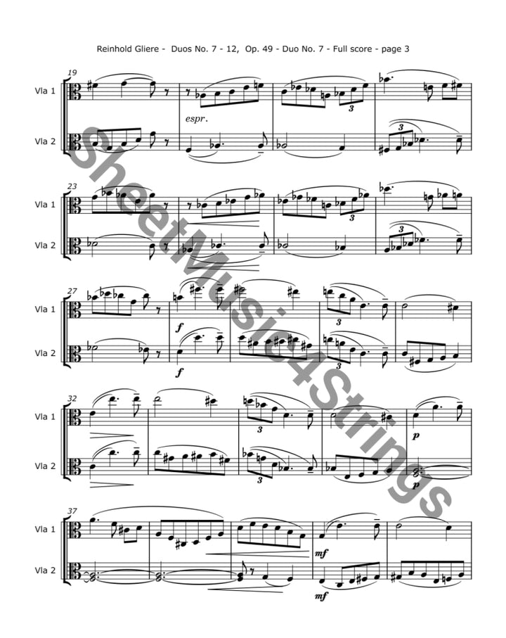 Gliere R. - Duos 7-12 Op. 49 Arranged for Two Violas Duos