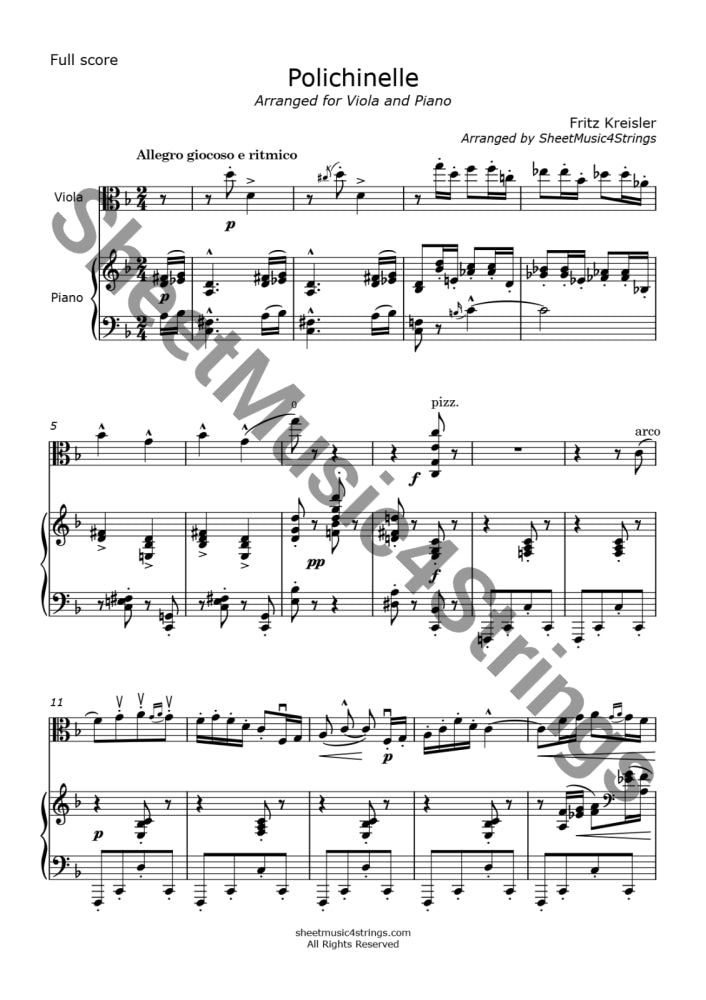 Copy Of Kreisler F. - Polichinelle (Arranged For Viola And Piano) Piano