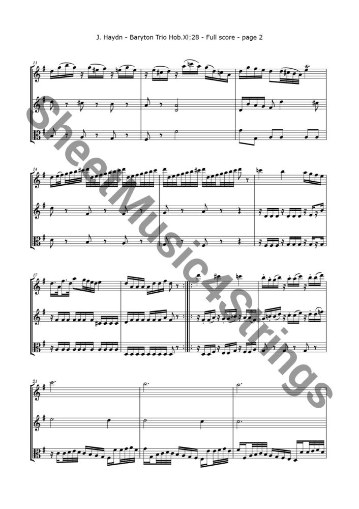 Haydn J. - Trio No. 4 Hob Xi:28 (Two Violins And Viola) Sheet Music