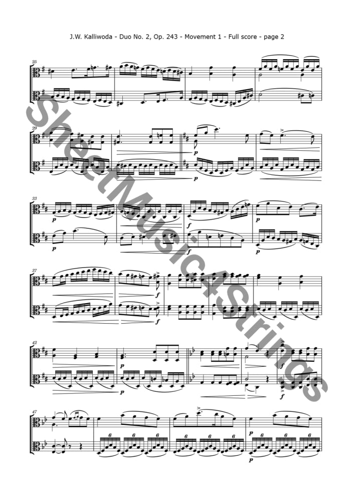 Kalliwoda J. - Duo No. 2 Op. 243 (All Mvts.) For Two Violas Sheet Music