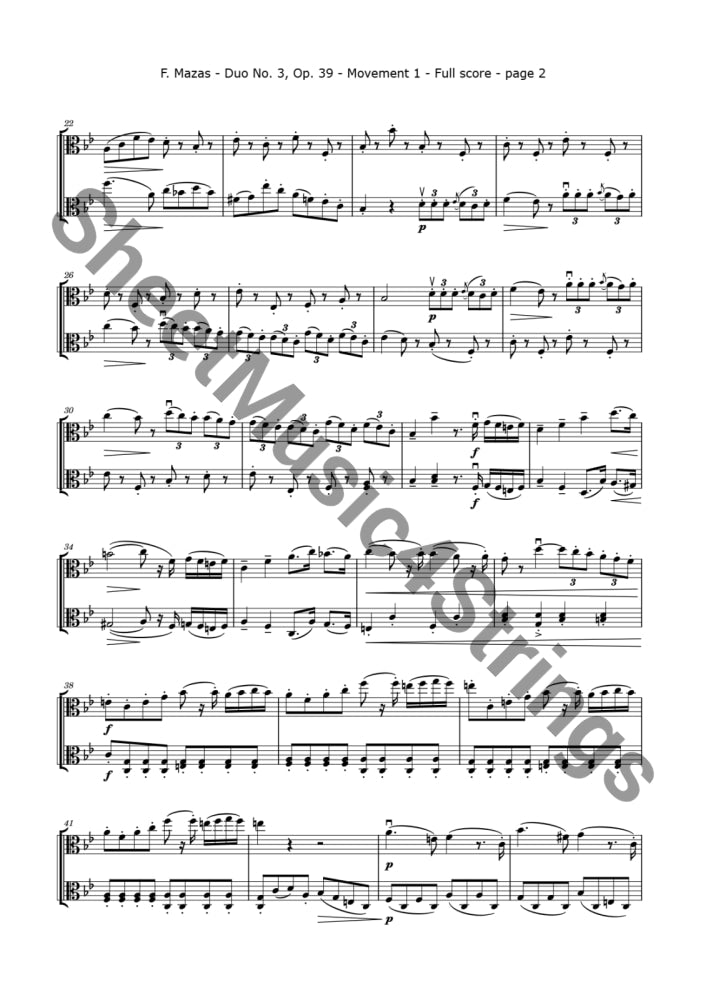 Mazas F. - Duet No. 3 Op. 39 (Viola Duo) Sheet Music