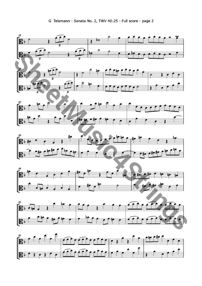 Telemann G. - Duo No.2 Twv 40:25 (Viola Duo) Sheet Music